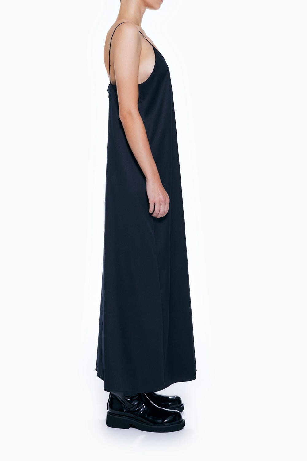 DRAWING SLIT SLIP-DRESS D/NVY 38