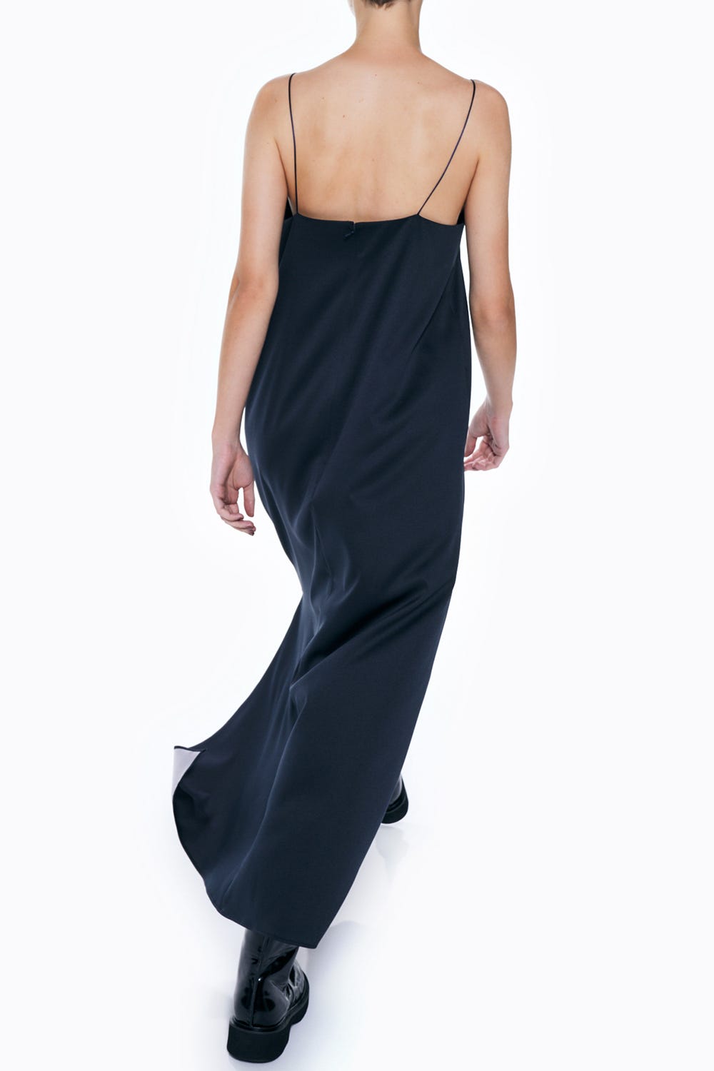 DRAWING SLIT SLIP-DRESS D/NVY 38