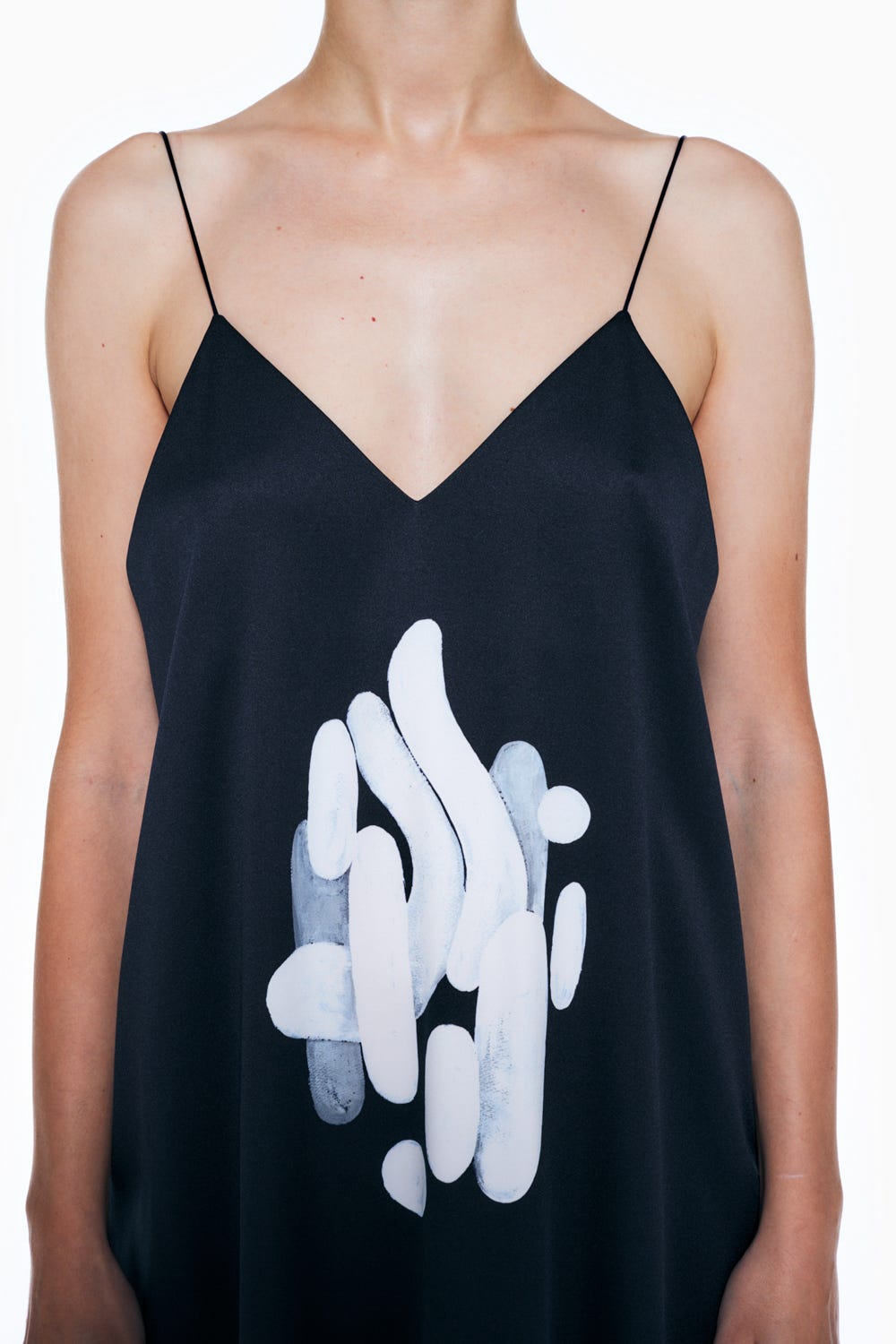DRAWING SLIT SLIP-DRESS D/NVY 38