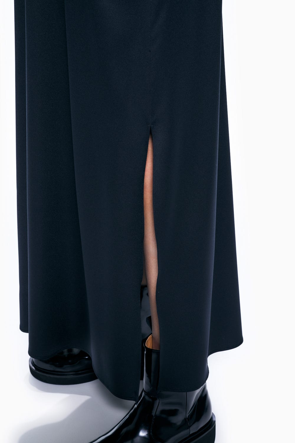DRAWING SLIT SLIP-DRESS D/NVY 38