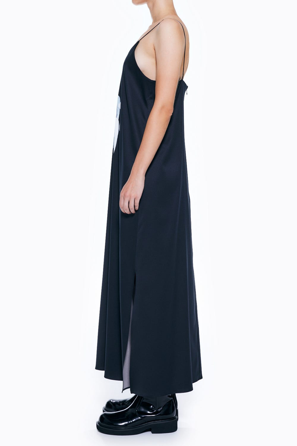 DRAWING SLIT SLIP-DRESS D/NVY 38