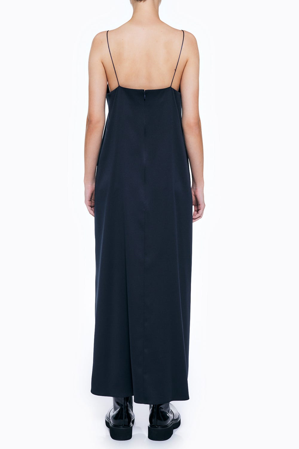 DRAWING SLIT SLIP-DRESS D/NVY 38