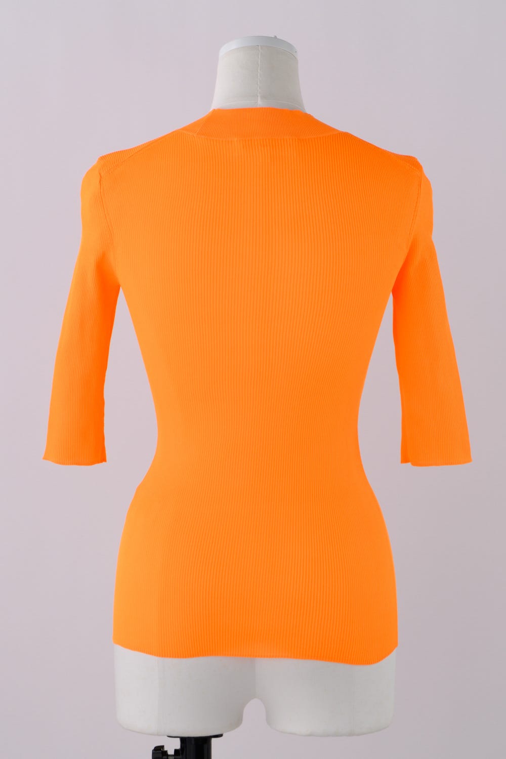 RIB STAND NECK HALF SLEEVE TOPS ORG 38