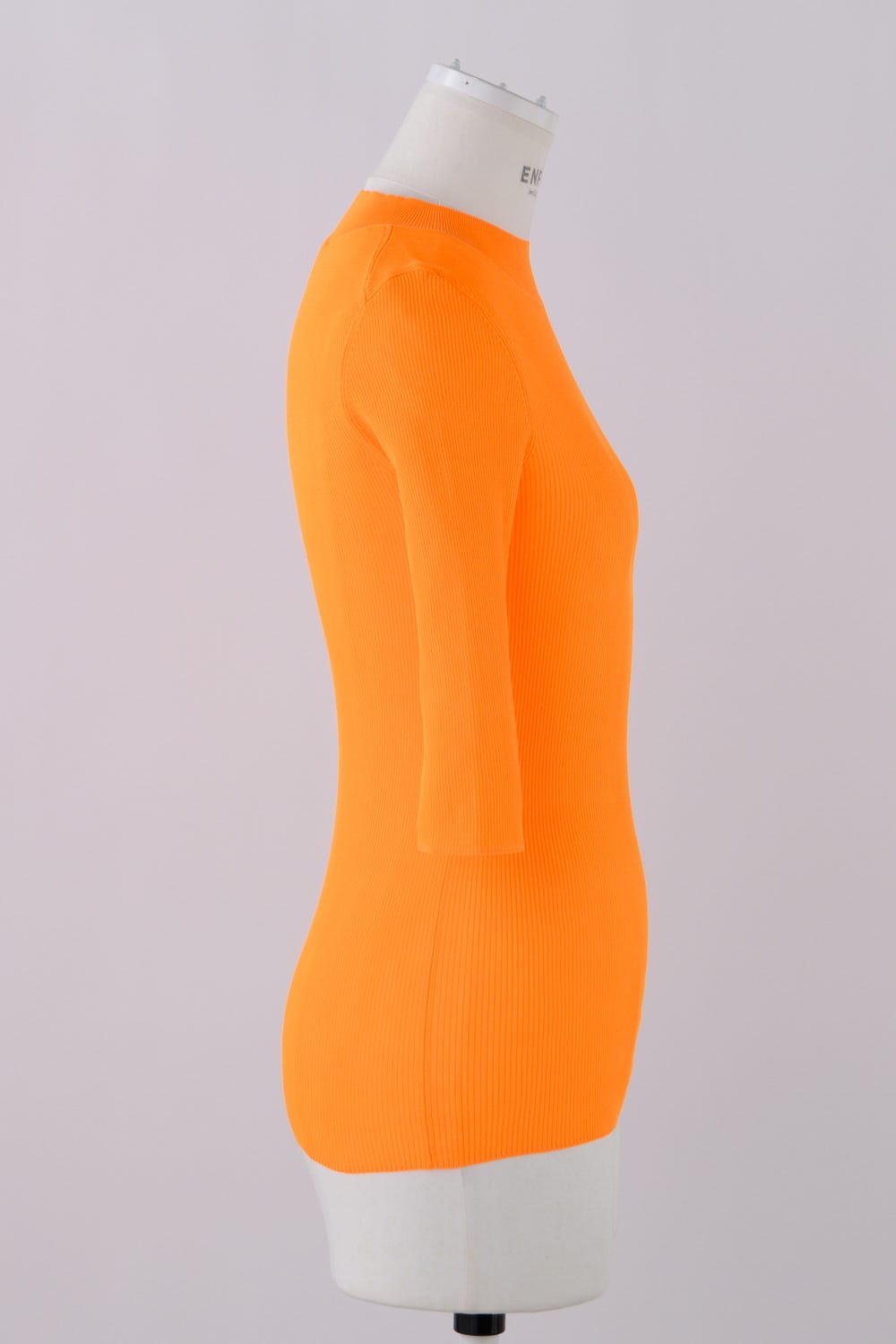 RIB STAND NECK HALF SLEEVE TOPS ORG 38