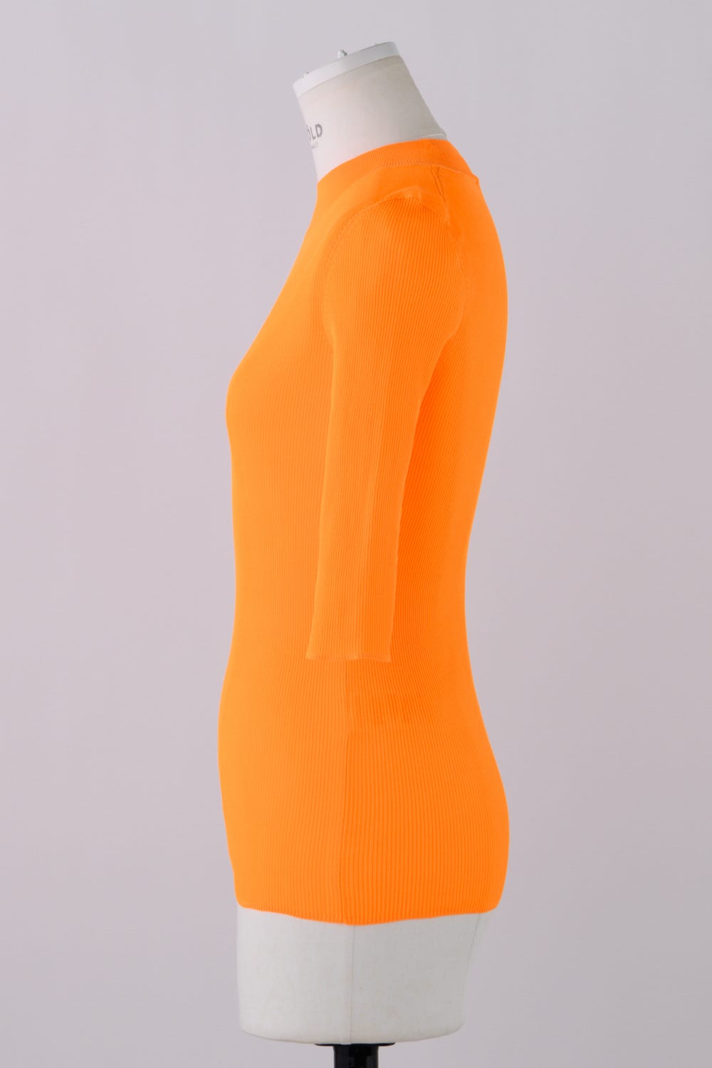 RIB STAND NECK HALF SLEEVE TOPS ORG 38