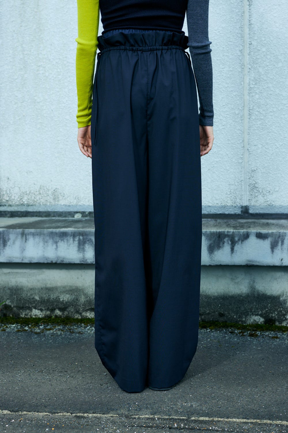 DOUBLE‐WASTE WIDE‐ PANTS D/NVY 38