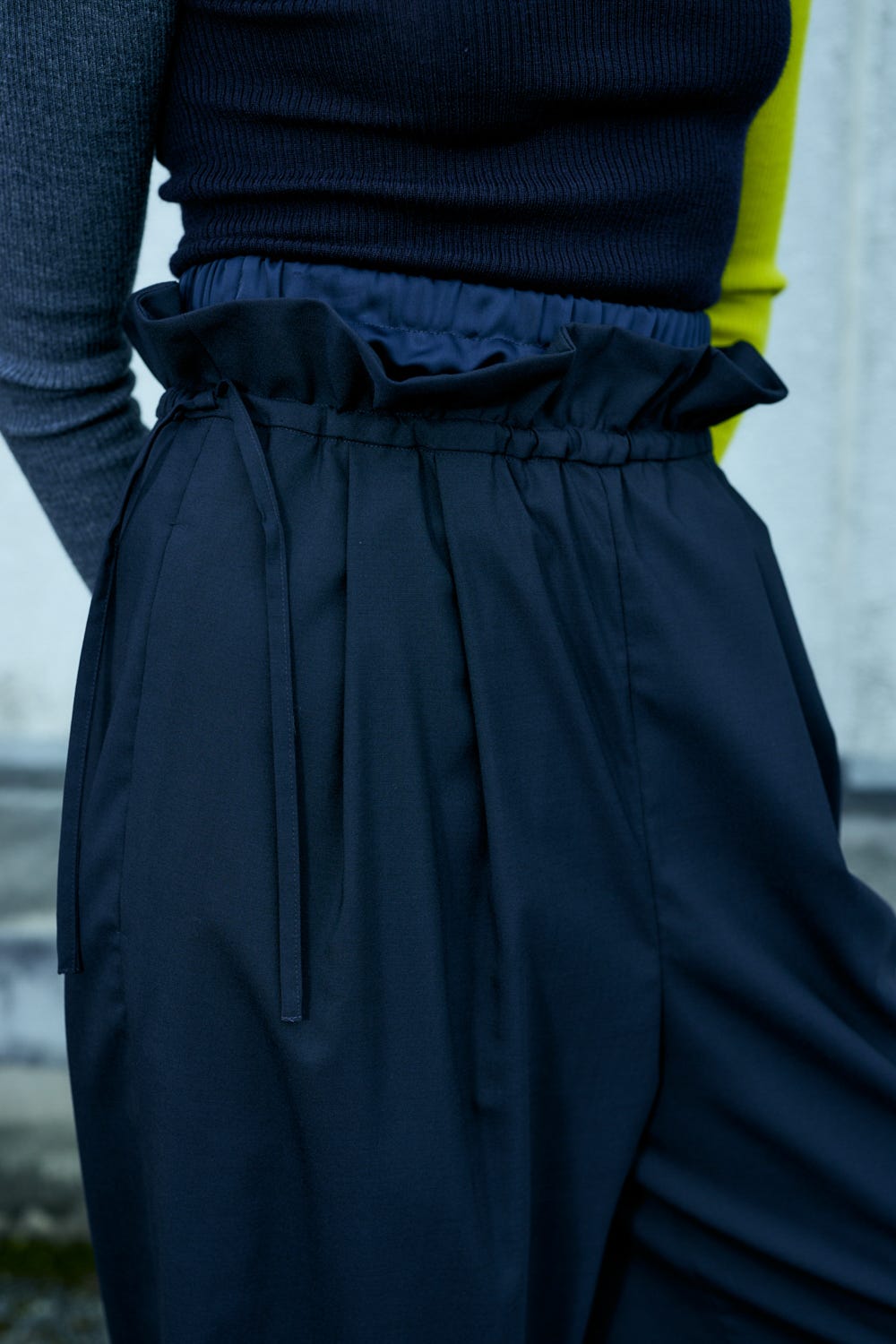 DOUBLE‐WASTE WIDE‐ PANTS D/NVY 38