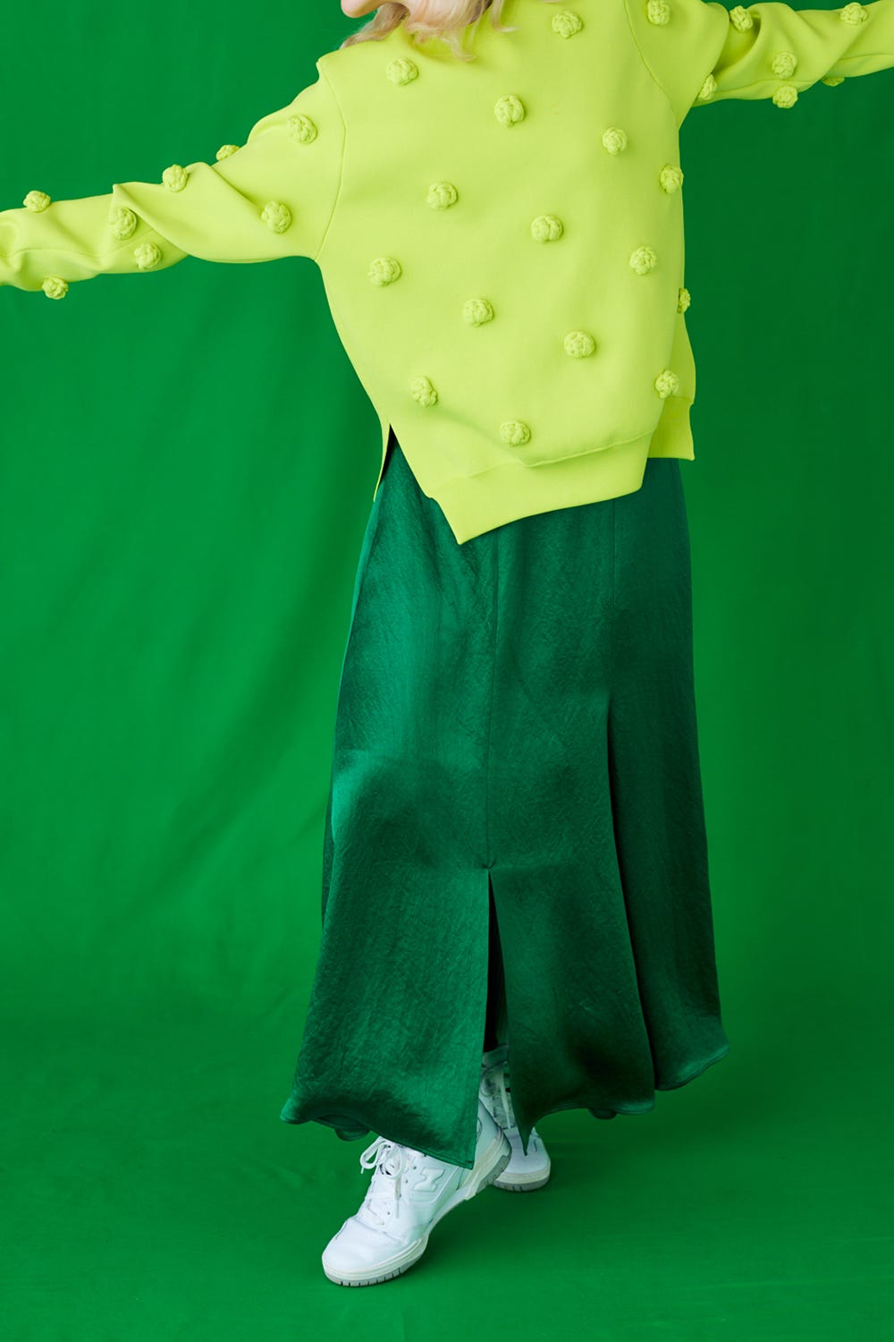 RANDOM-SLIT SKIRT GRN 36