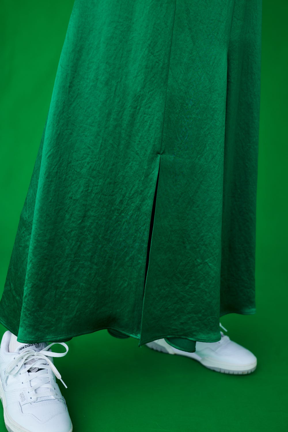 RANDOM-SLIT SKIRT GRN 36