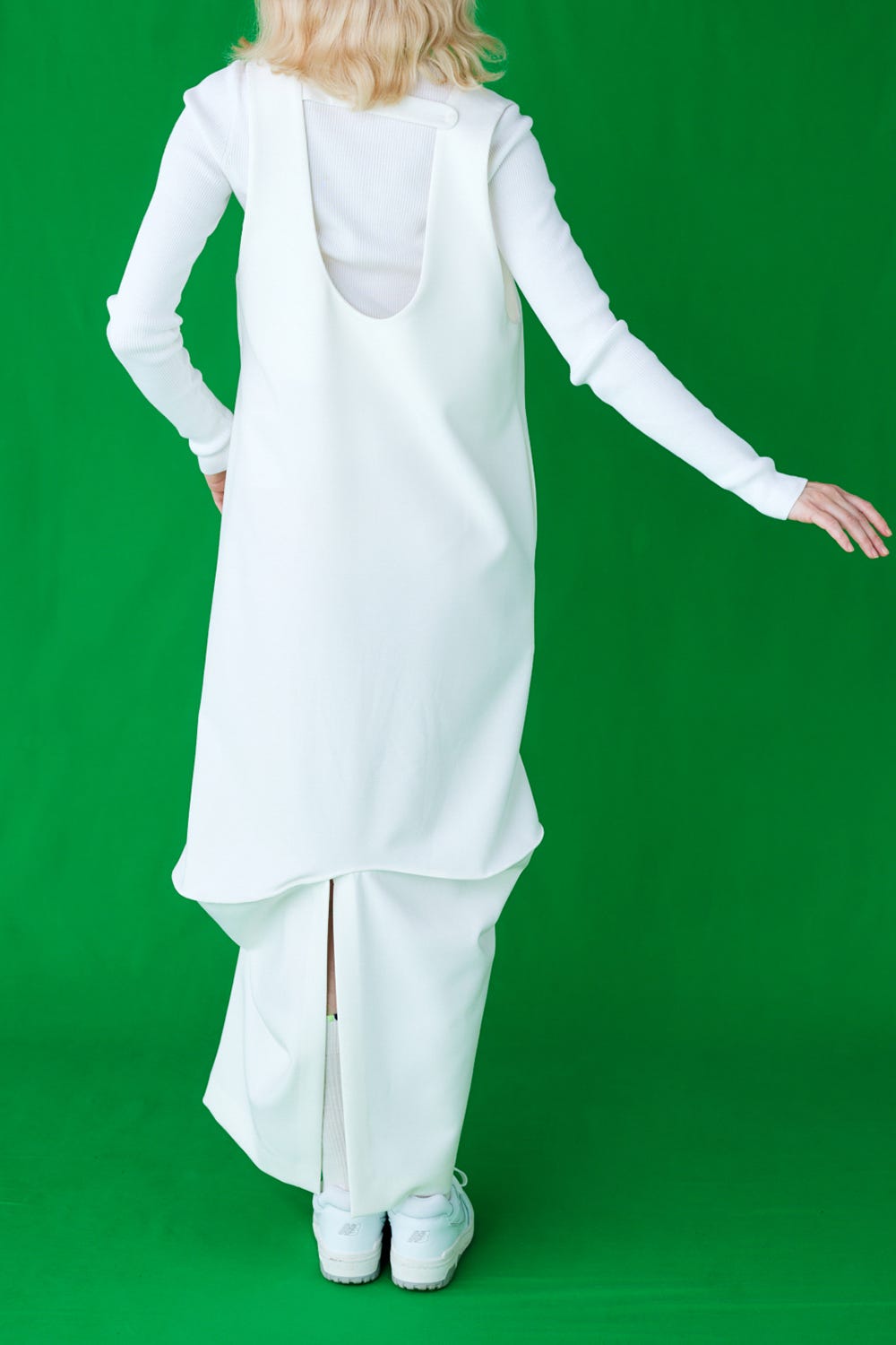 CURVE-DRAPE DRESS WHT 38