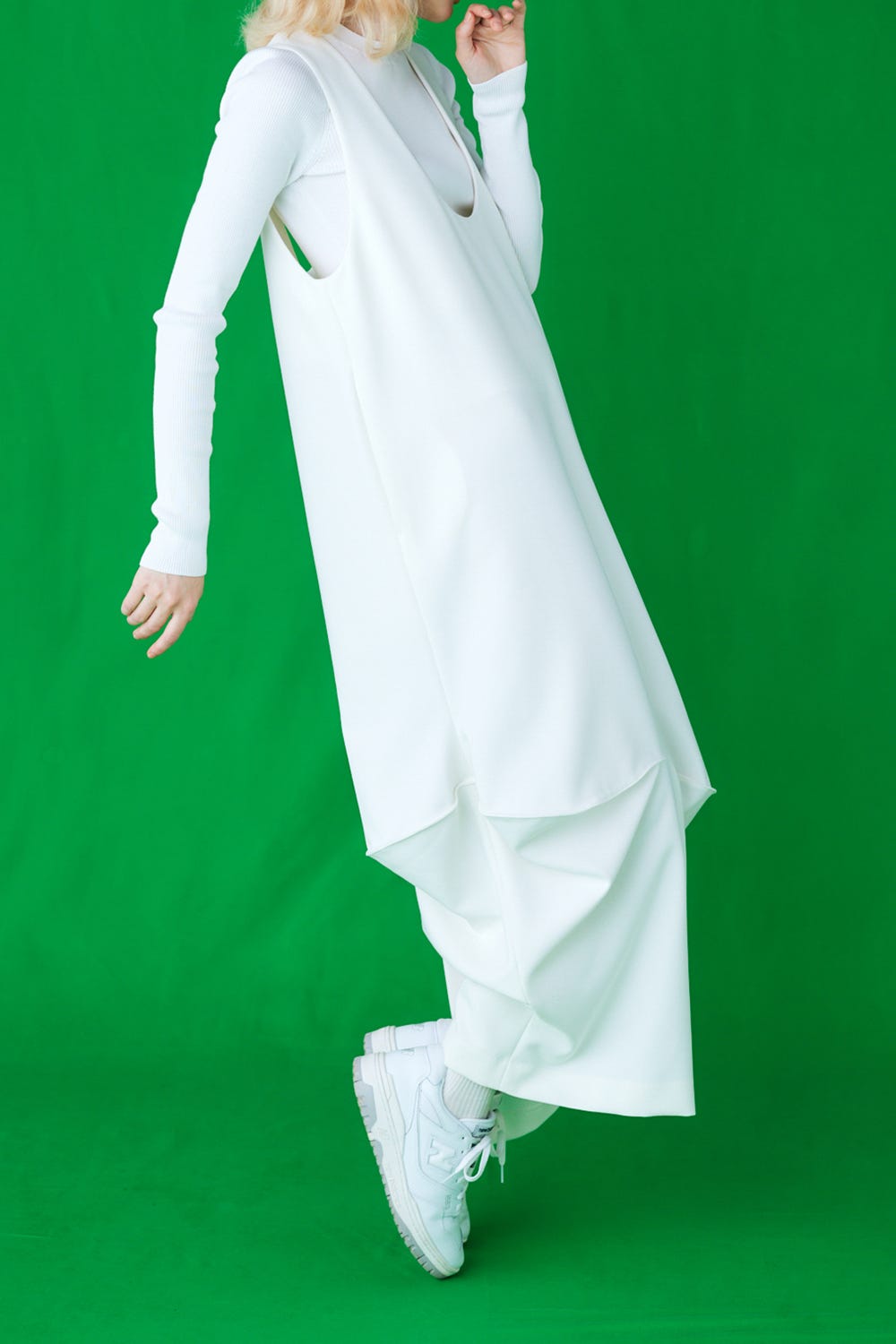 CURVE-DRAPE DRESS WHT 38
