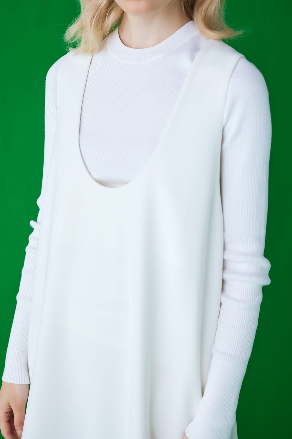 CURVE-DRAPE DRESS WHT 38