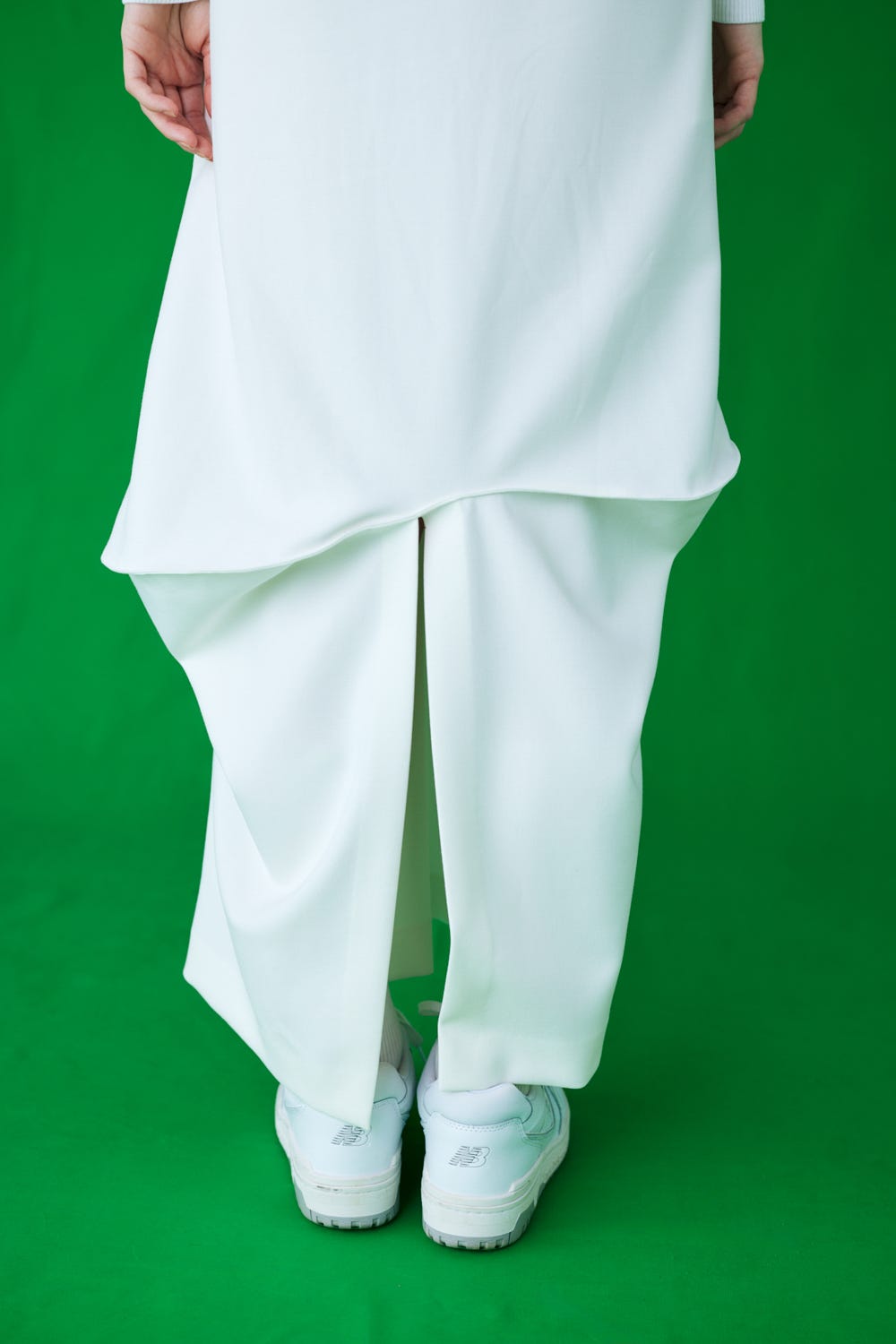 CURVE-DRAPE DRESS WHT 38