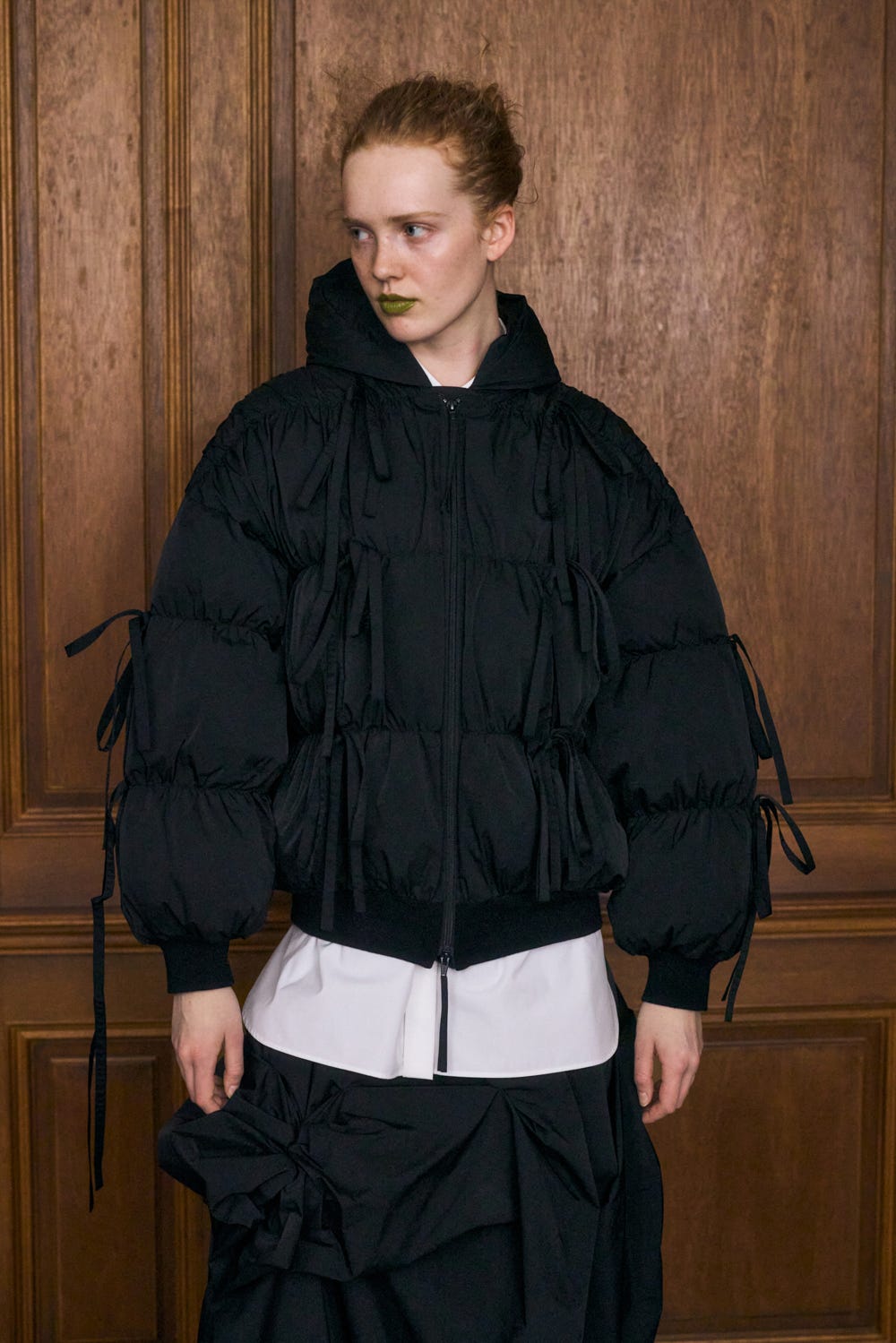 ENFOLD ブラック ダウンジャケット　36 RIBBON DOWN-JAKET｜36｜BLK｜COAT｜|ENFÖLD OFFICIAL ONLINE