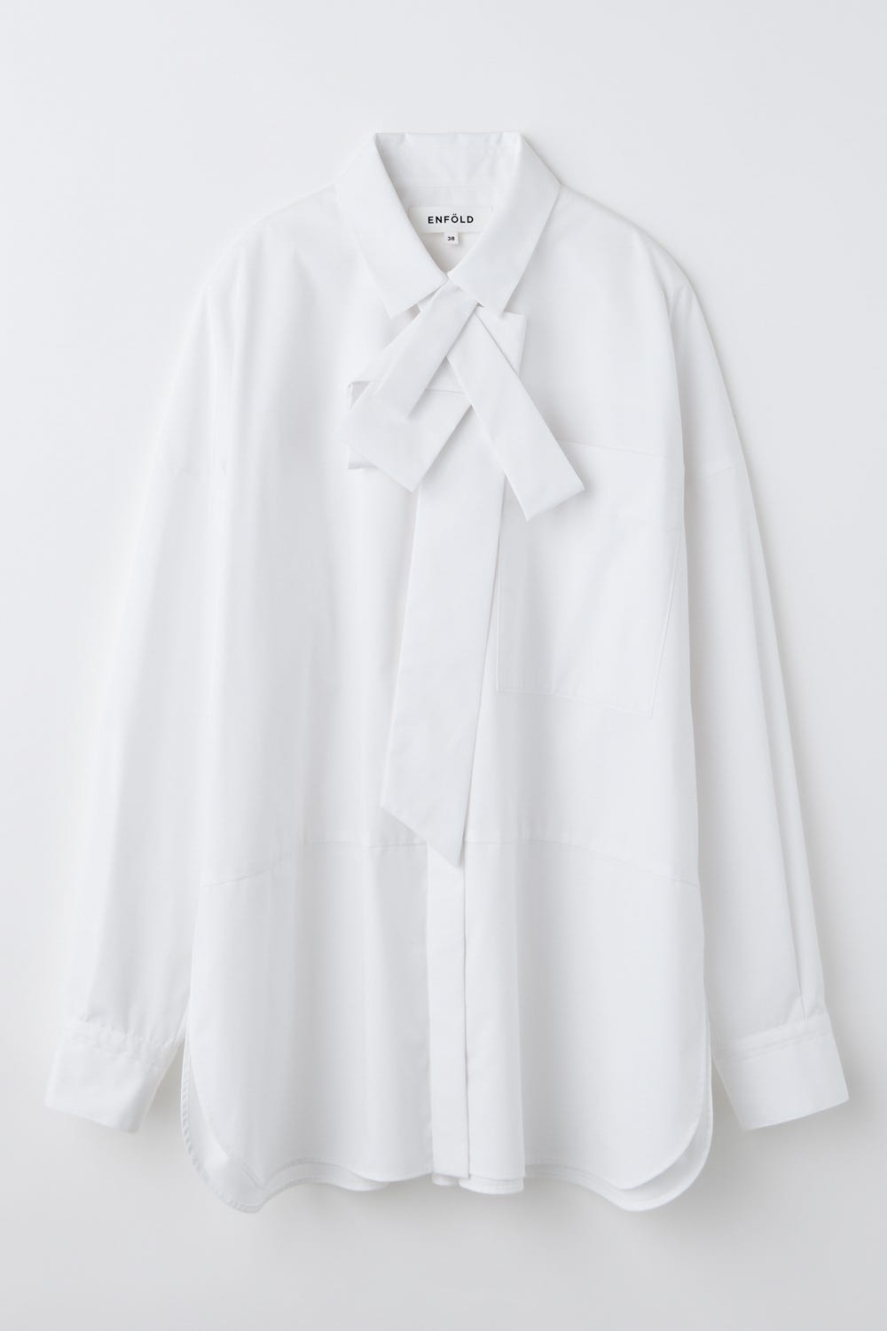 トップス ENFOLD ASYMMETRY BOW-TIE SHIRT ASYMMETRY BOW-TIE SHIRT｜38｜WHT｜SHIRTS AND BLOUSES