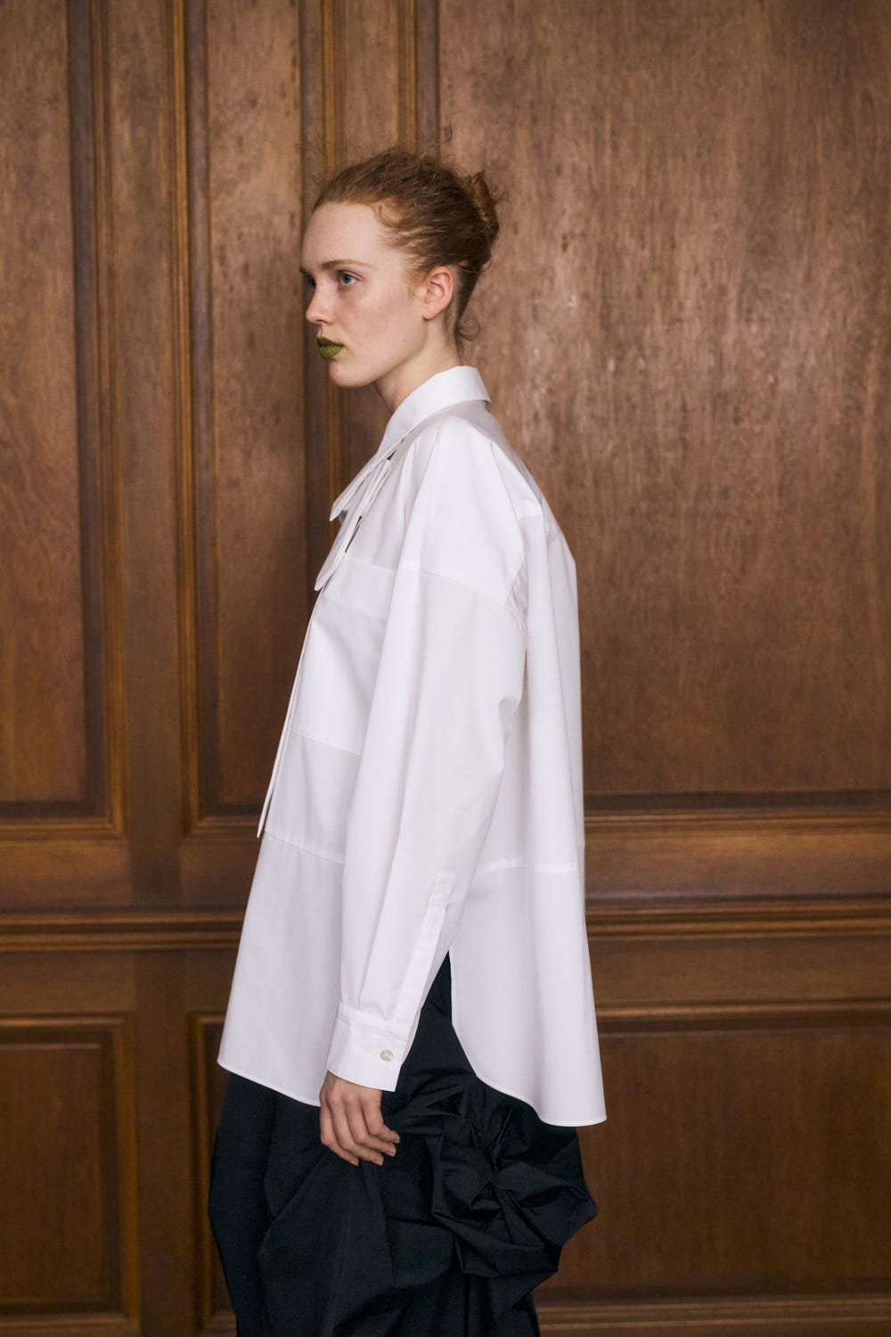 ASYMMETRY BOW-TIE SHIRT WHT 38