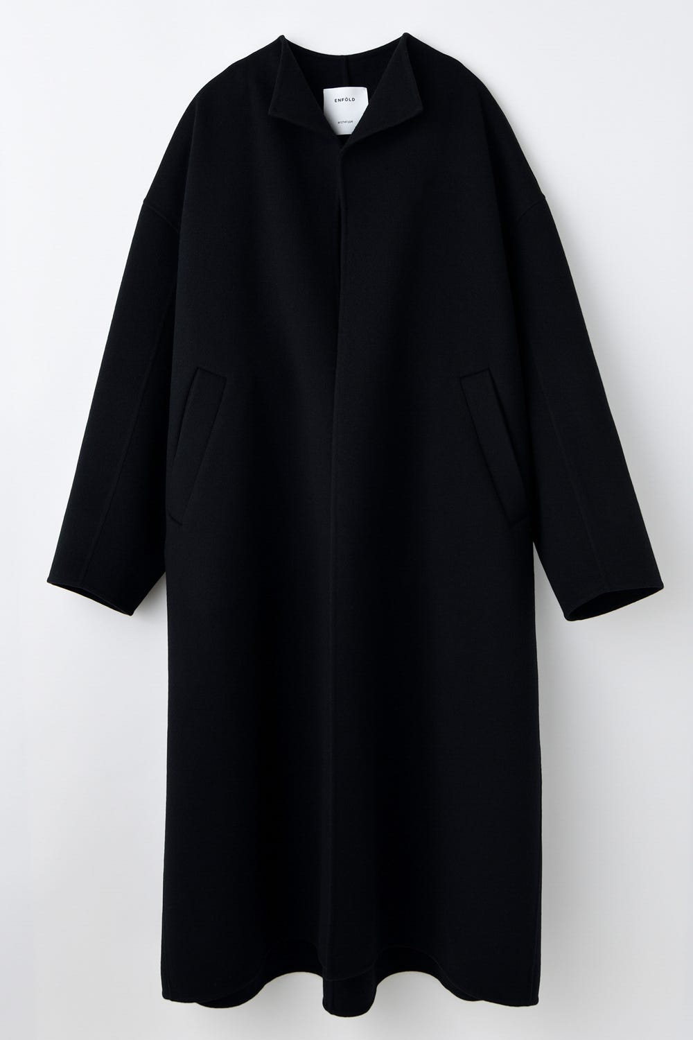 NO-COLLAR FLARE COAT BLK 36