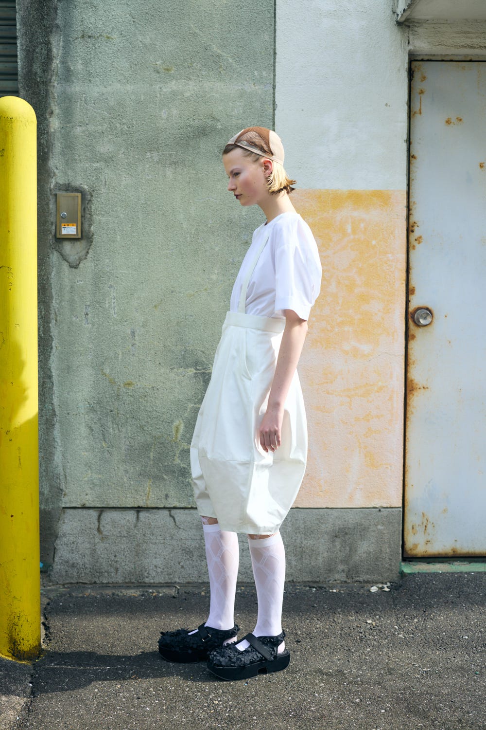 BERMUDA OVERALLS WHT 36