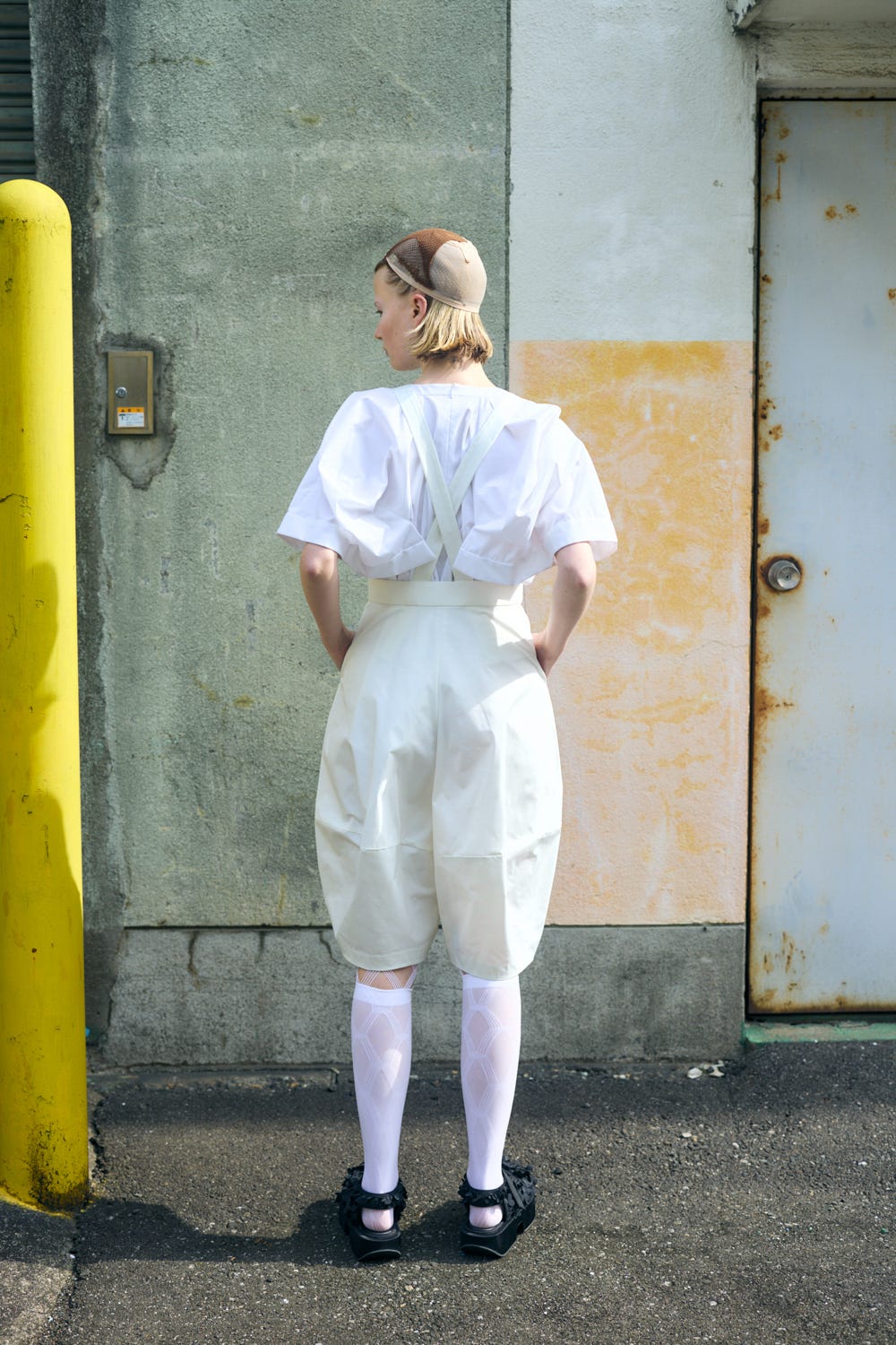 BERMUDA OVERALLS WHT 36