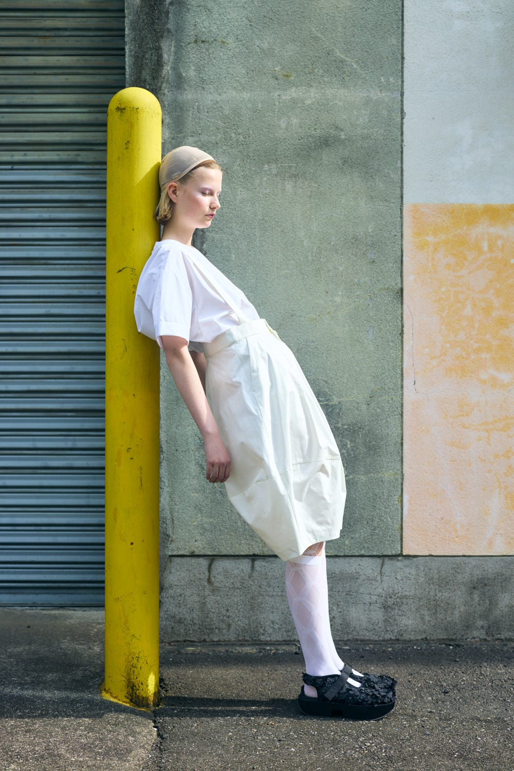 BERMUDA OVERALLS WHT 36