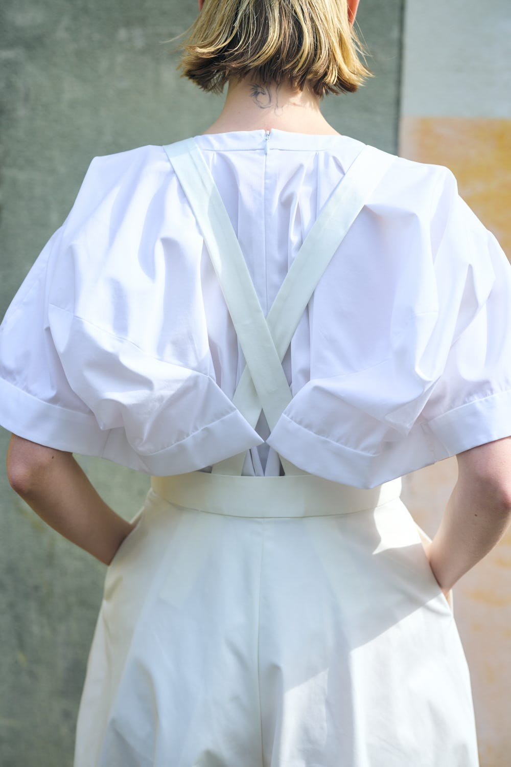 BERMUDA OVERALLS WHT 36