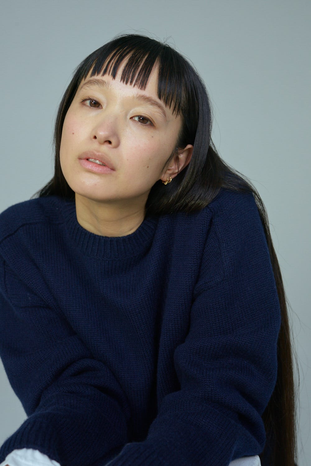 CREW-NECK PULLOVER D/NVY 38