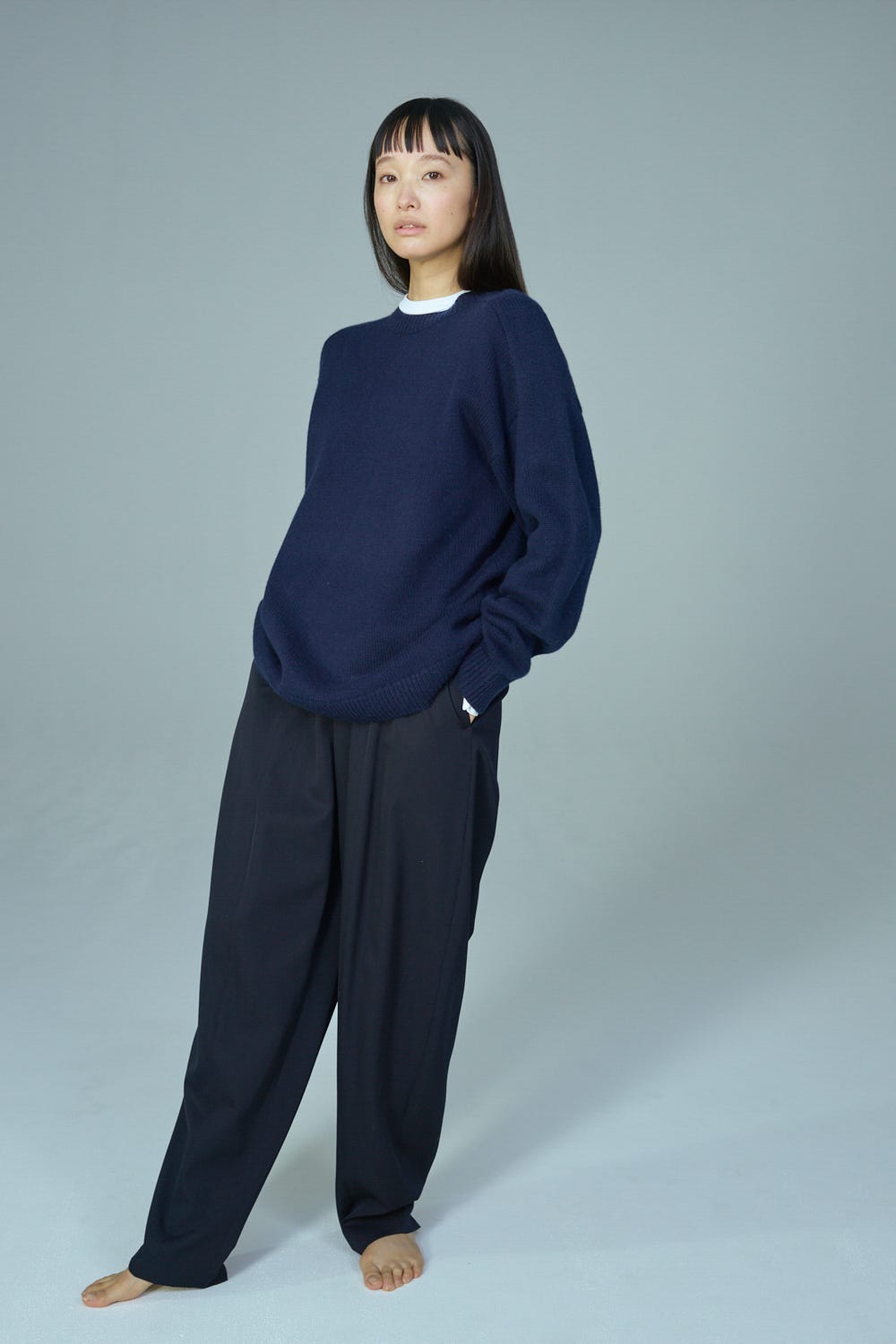 CREW-NECK PULLOVER D/NVY 38