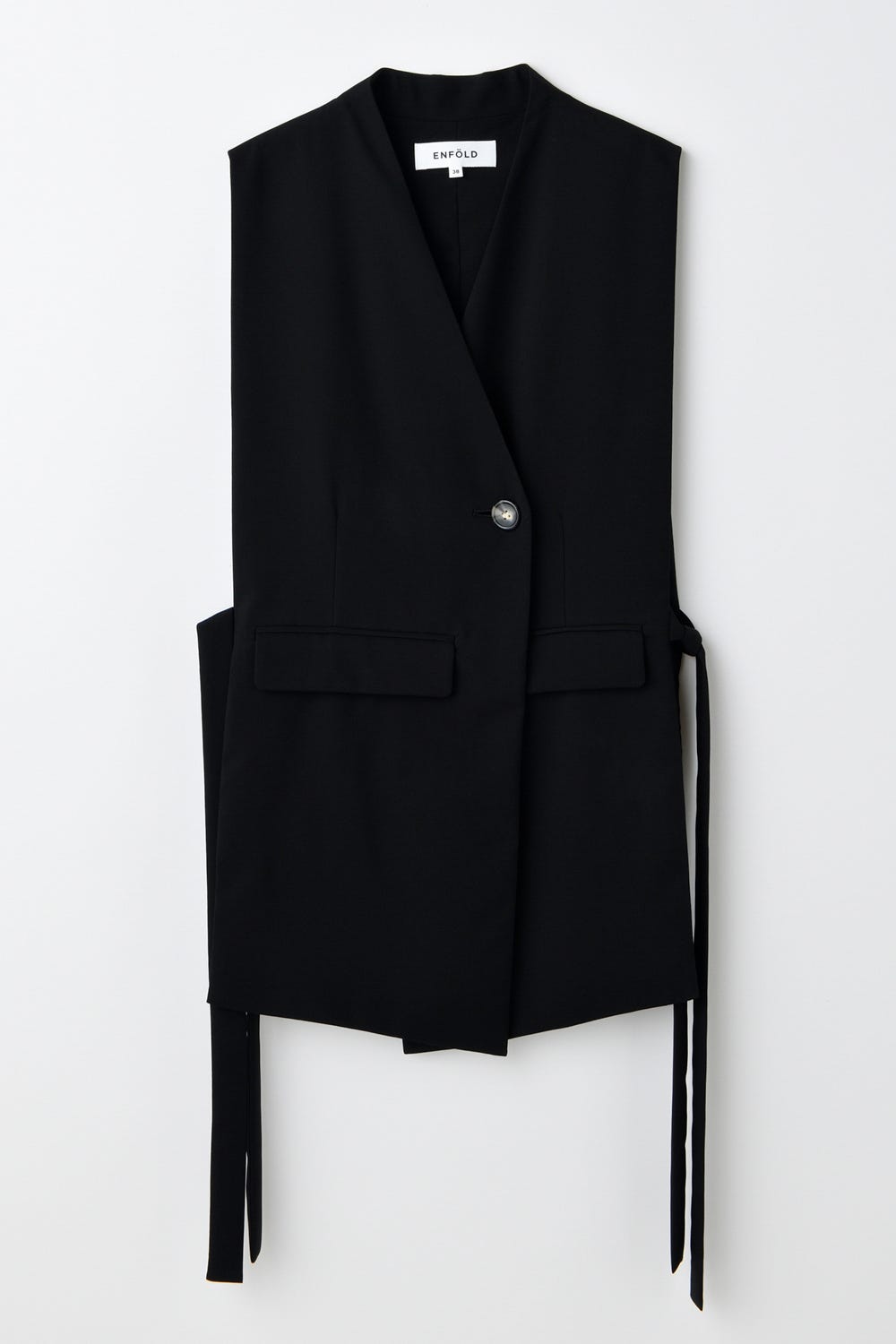 ★新品タグ付き★ ENFOLD WIDE TAILORED VEST 黒 CACHE-COEUR OPEN VEST｜38｜BLK｜SHIRTS AND BLOUSES｜|ENFÖLD