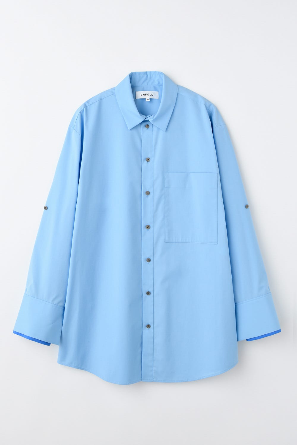 ENFÖLD エンフォルド 水色シャツ 38サイズ CUFFS-COLOR SHIRT｜38｜WHT｜SHIRTS AND BLOUSES｜|ENFÖLD