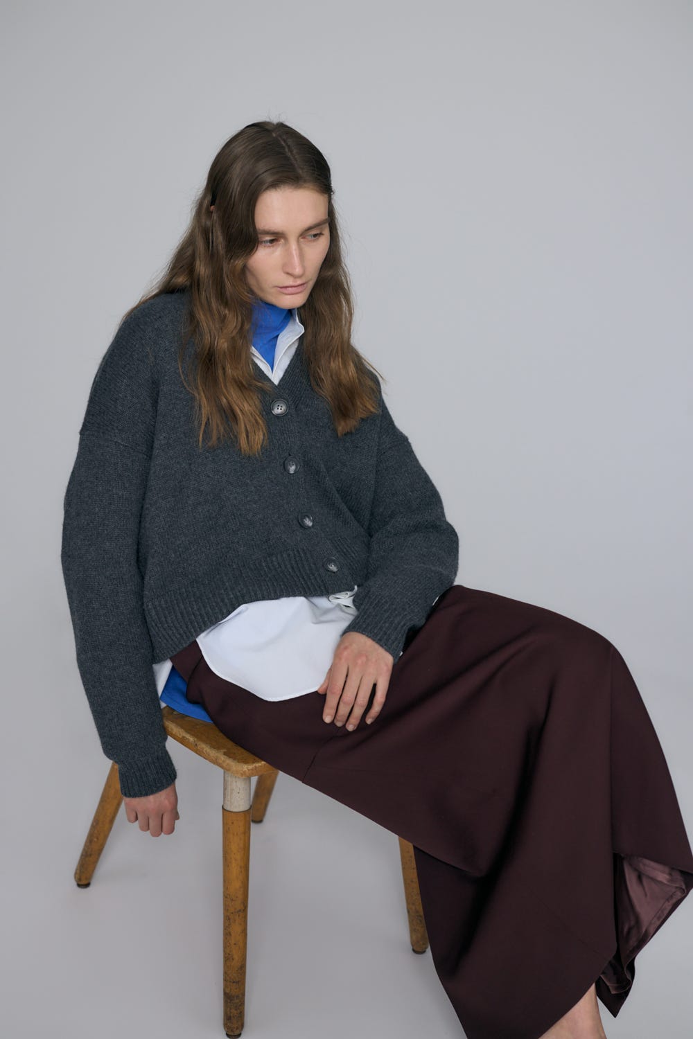 くり様　ENFÖLD ネイビー 長袖シルクコットンニット 38 定番 FAKE-LAYERED CARDIGAN｜ENFOLD（エンフォルド）正規取り扱い通販｜THE