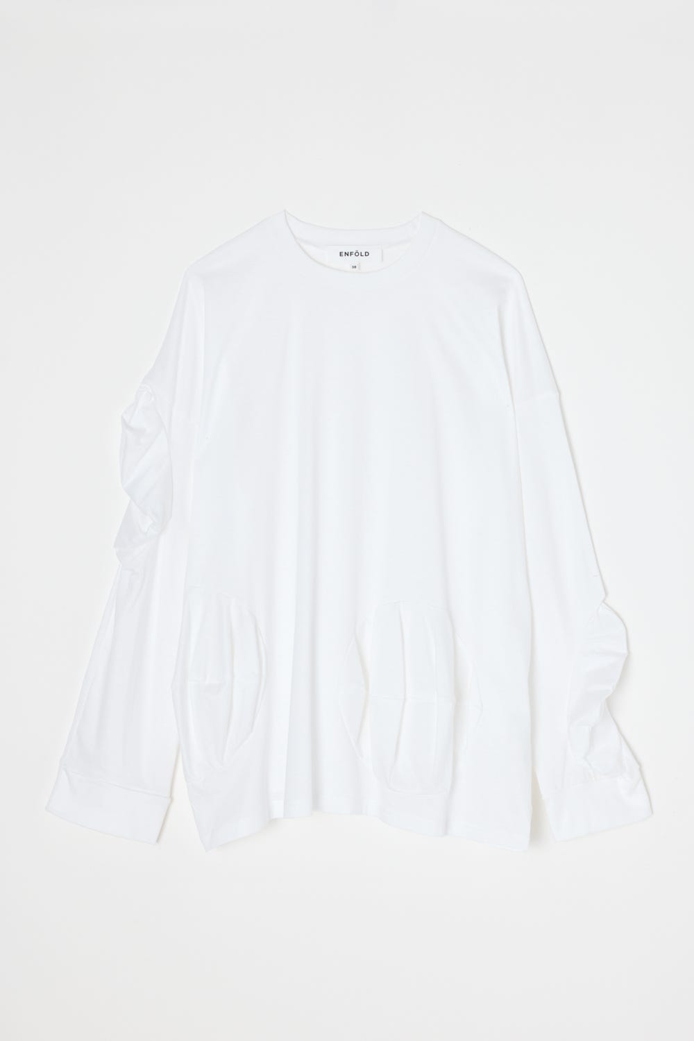 M子様　ENFÖLD 【新品】 BALL DRAPE LONG T-SHIRT BALL DRAPE LONG-SLEEVE-T-SHIRT｜38｜WHT｜CUT AND SEWN