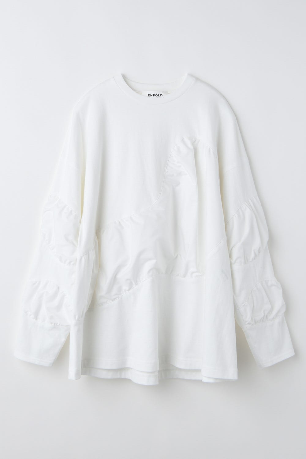 トップス 24SS ENFOLD VOLUME-SLEEVE BASIC SHIRT 38 PUFF-VOLUME LONG-SLEEVE-T-SHIRT｜38｜WHT｜CUT AND SEWN