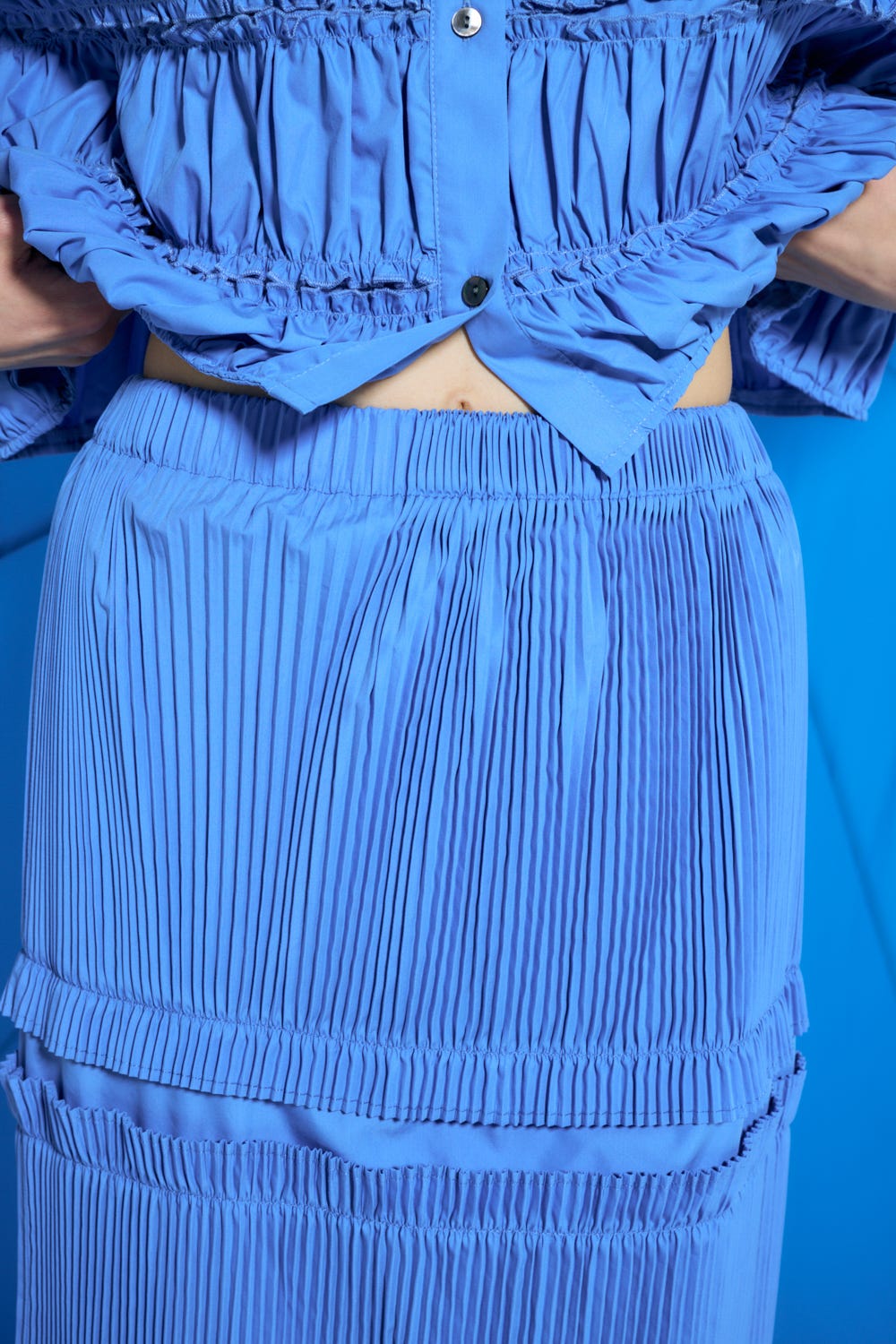 STRAIGHT PLEATS SKIRT SAX 38