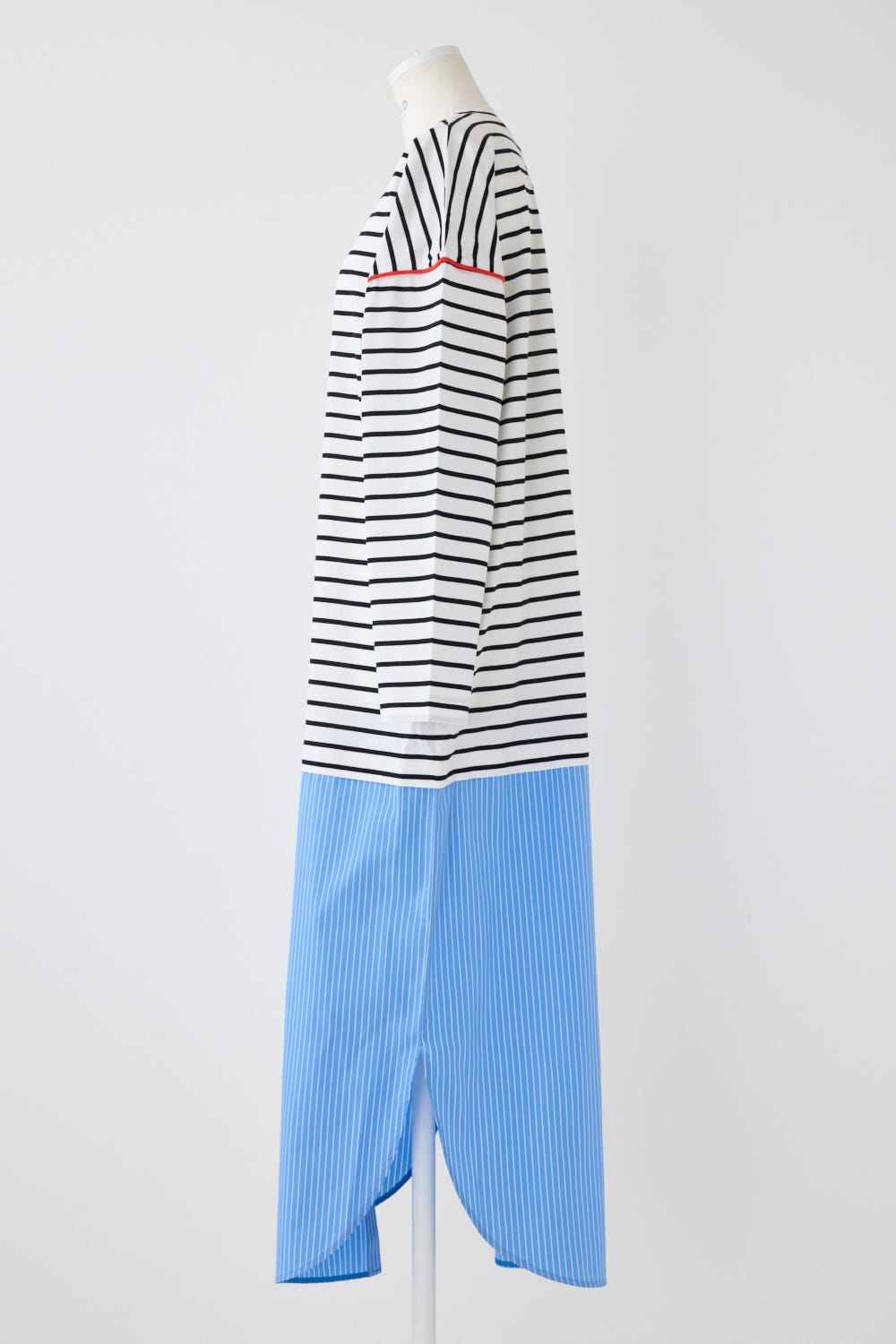 STRIPE DRESS WHT 38