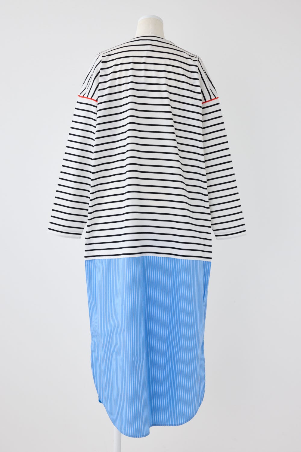 STRIPE DRESS WHT 38