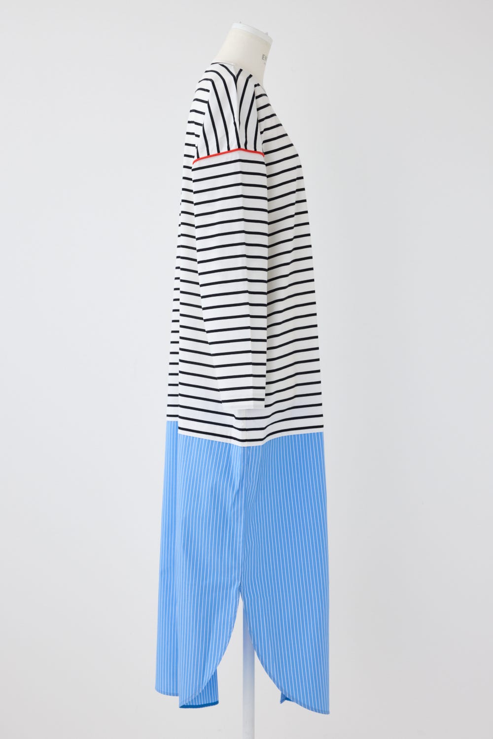 STRIPE DRESS WHT 38
