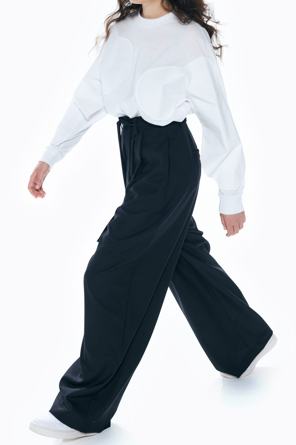 TUCK WIDE-PANTS BLK 36