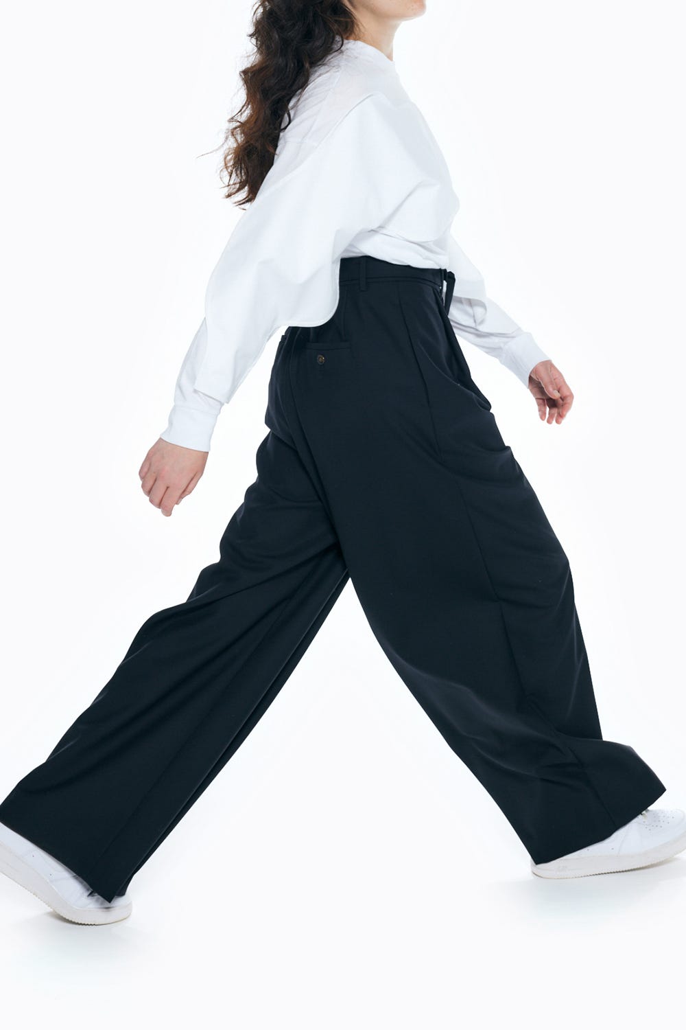 TUCK WIDE-PANTS BLK 36
