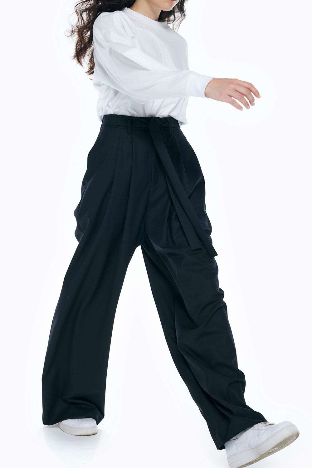 TUCK WIDE-PANTS BLK 36