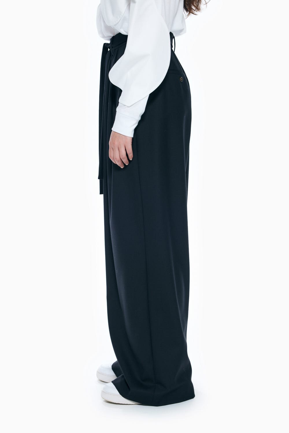 TUCK WIDE-PANTS BLK 36