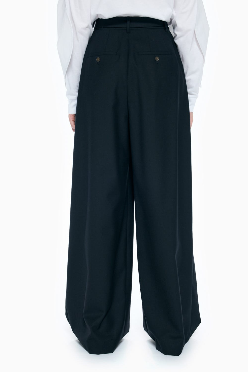 TUCK WIDE-PANTS BLK 36