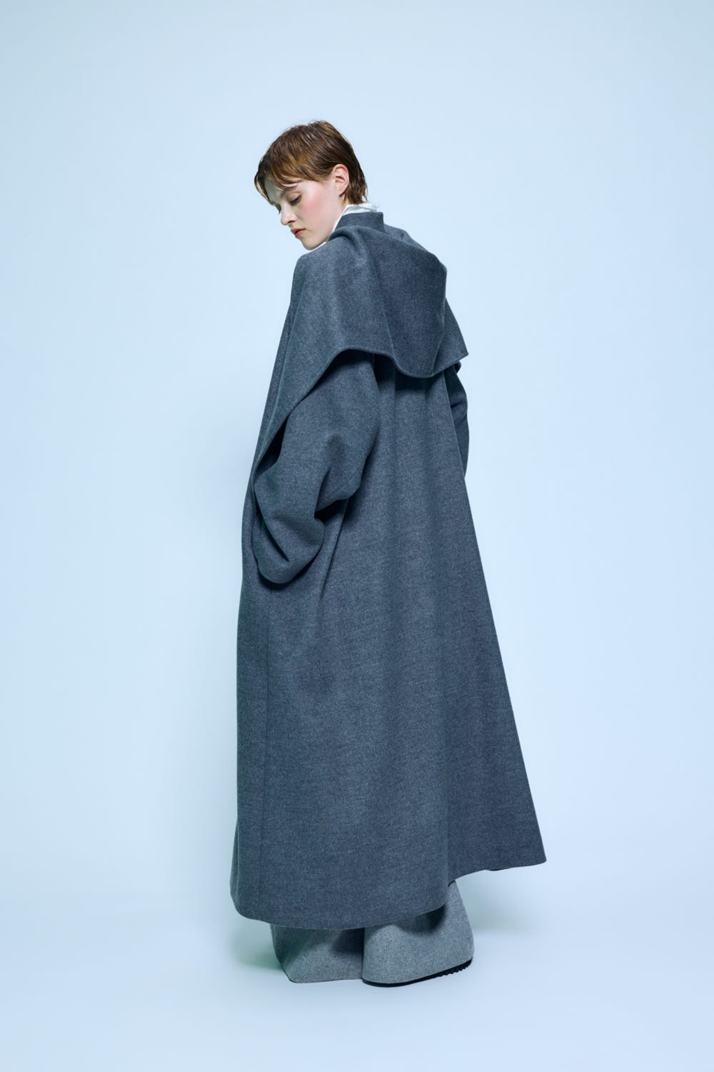 SCARF COAT C.GRY 38