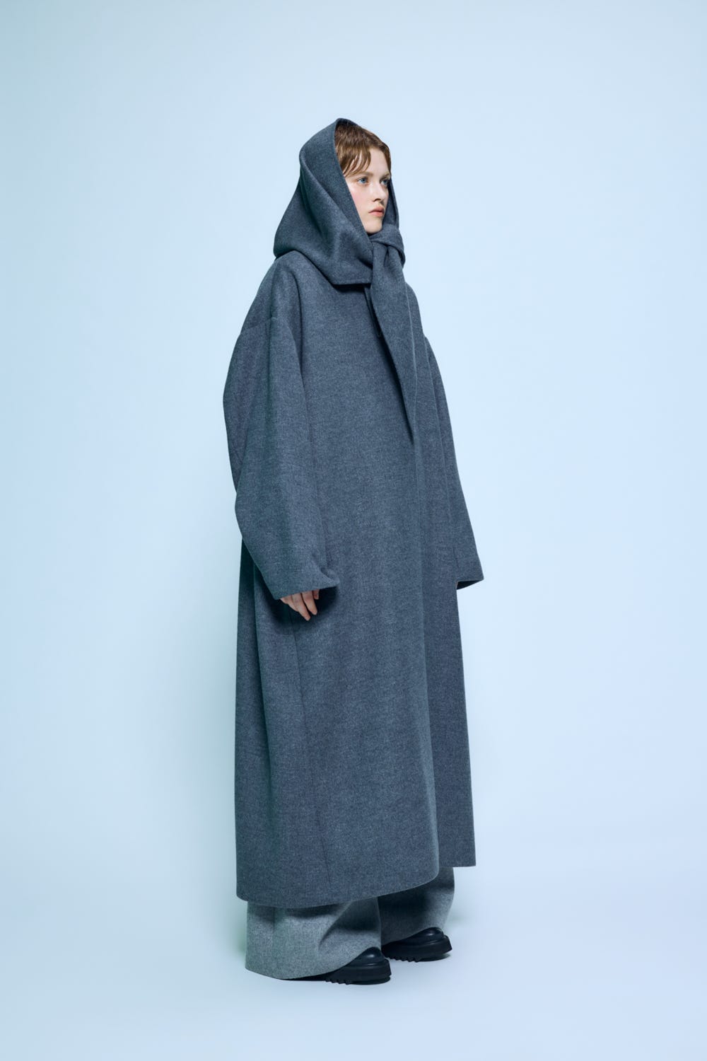 SCARF COAT C.GRY 38