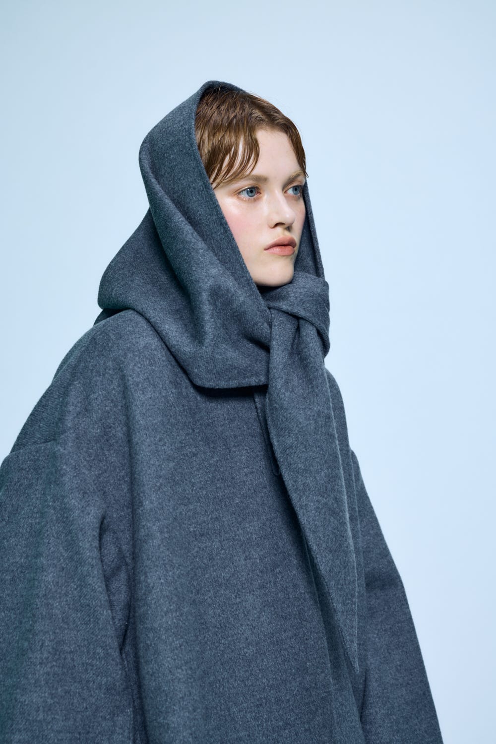 SCARF COAT C.GRY 38