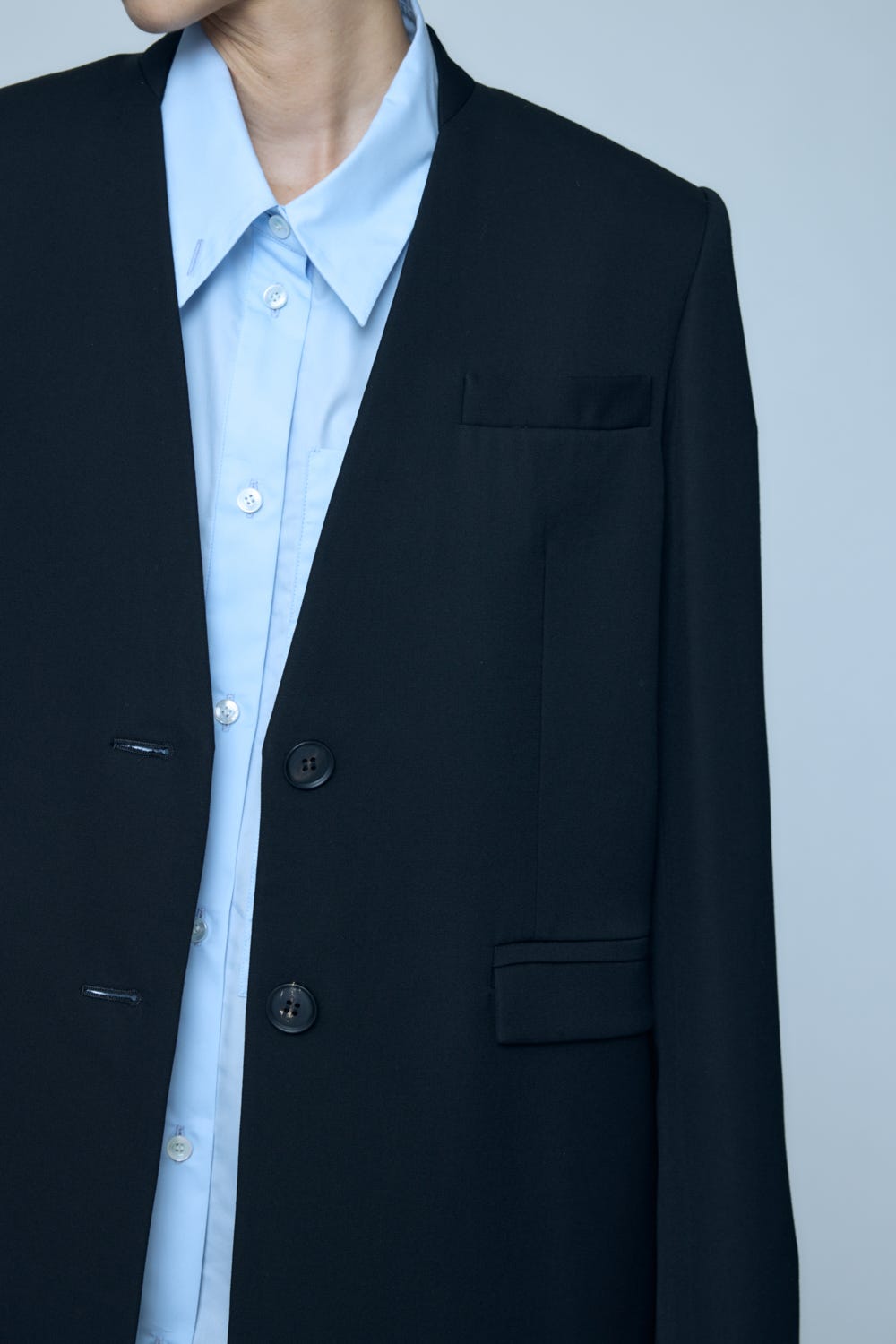 COLLARLESS JACKET BLK 36