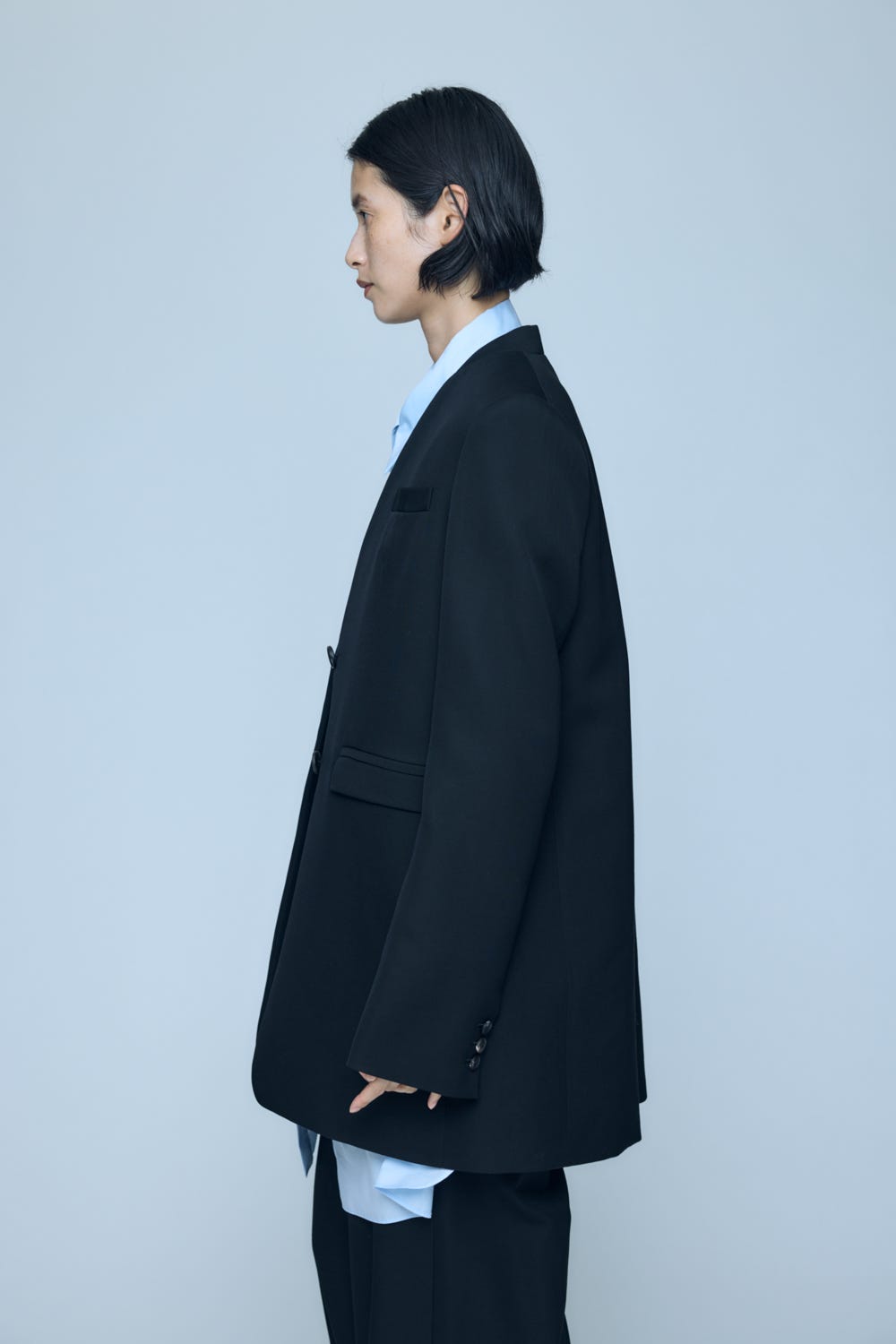 COLLARLESS JACKET BLK 36