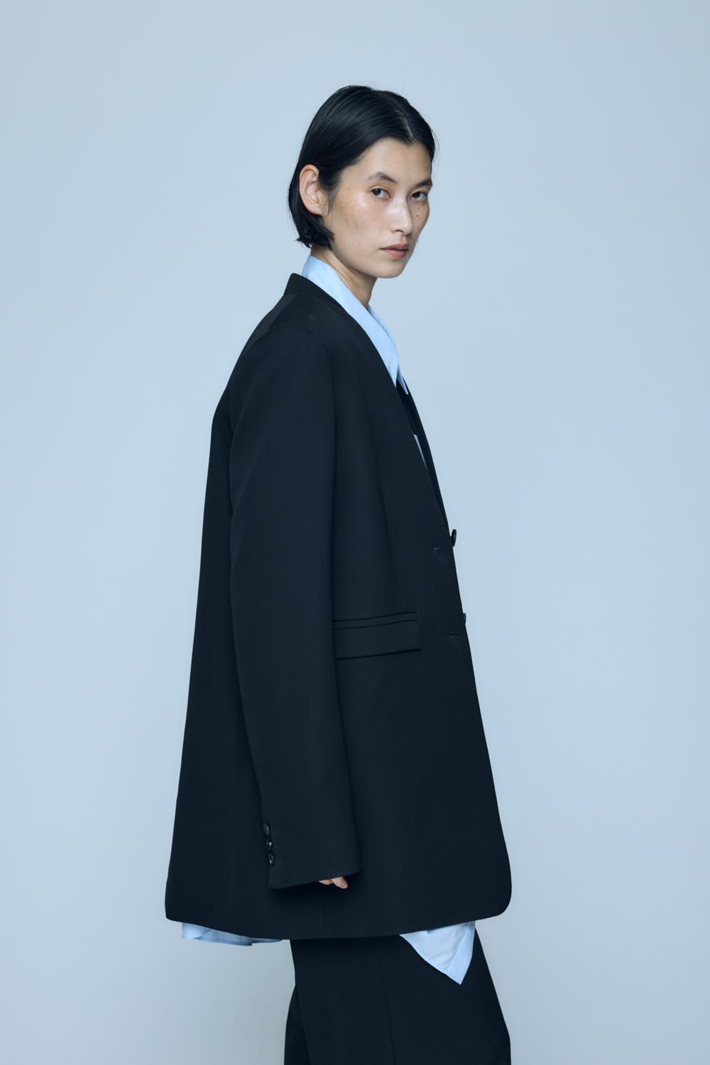 COLLARLESS JACKET BLK 36