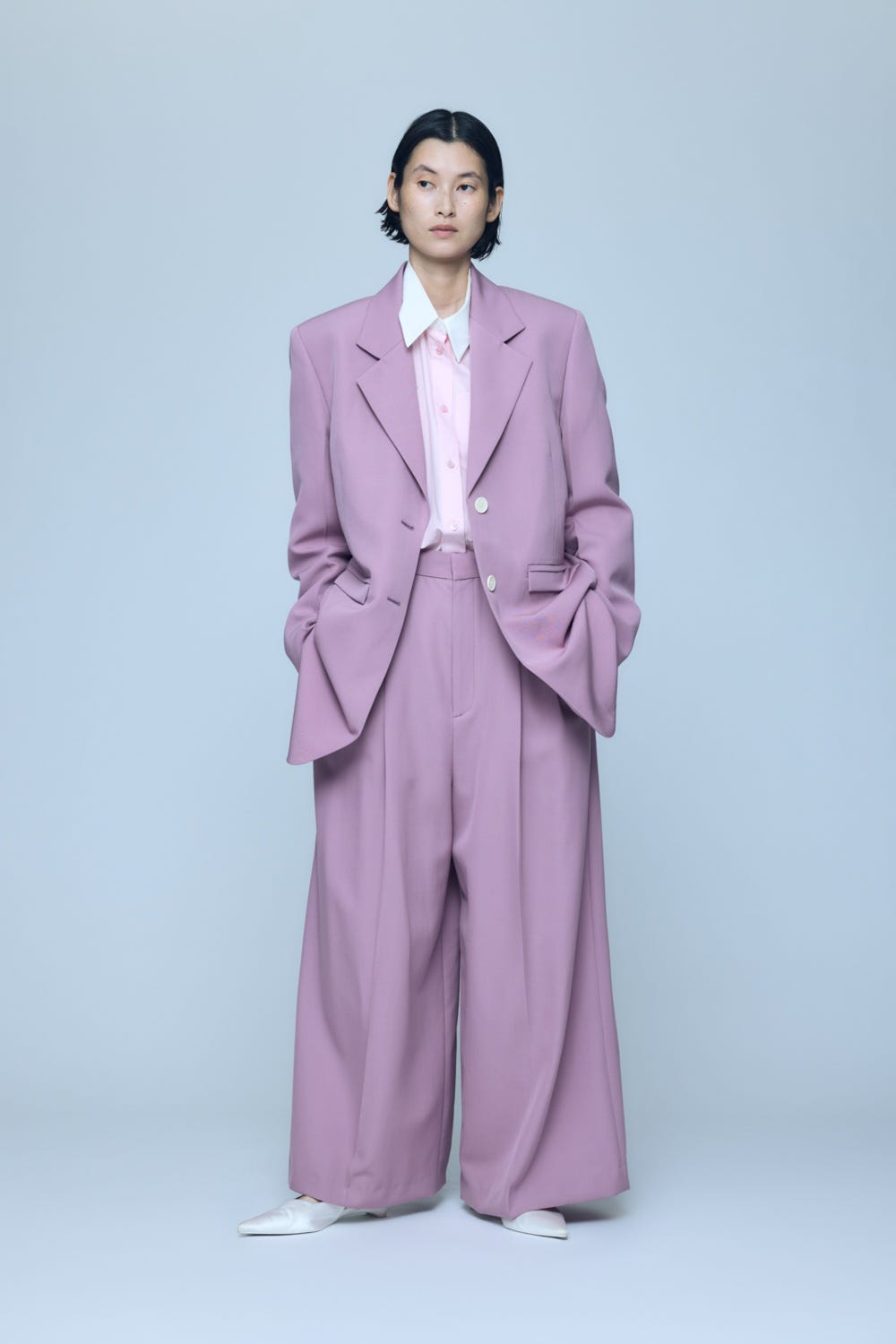 LOW-RISE WIDE TROUSERS D/PNK 38