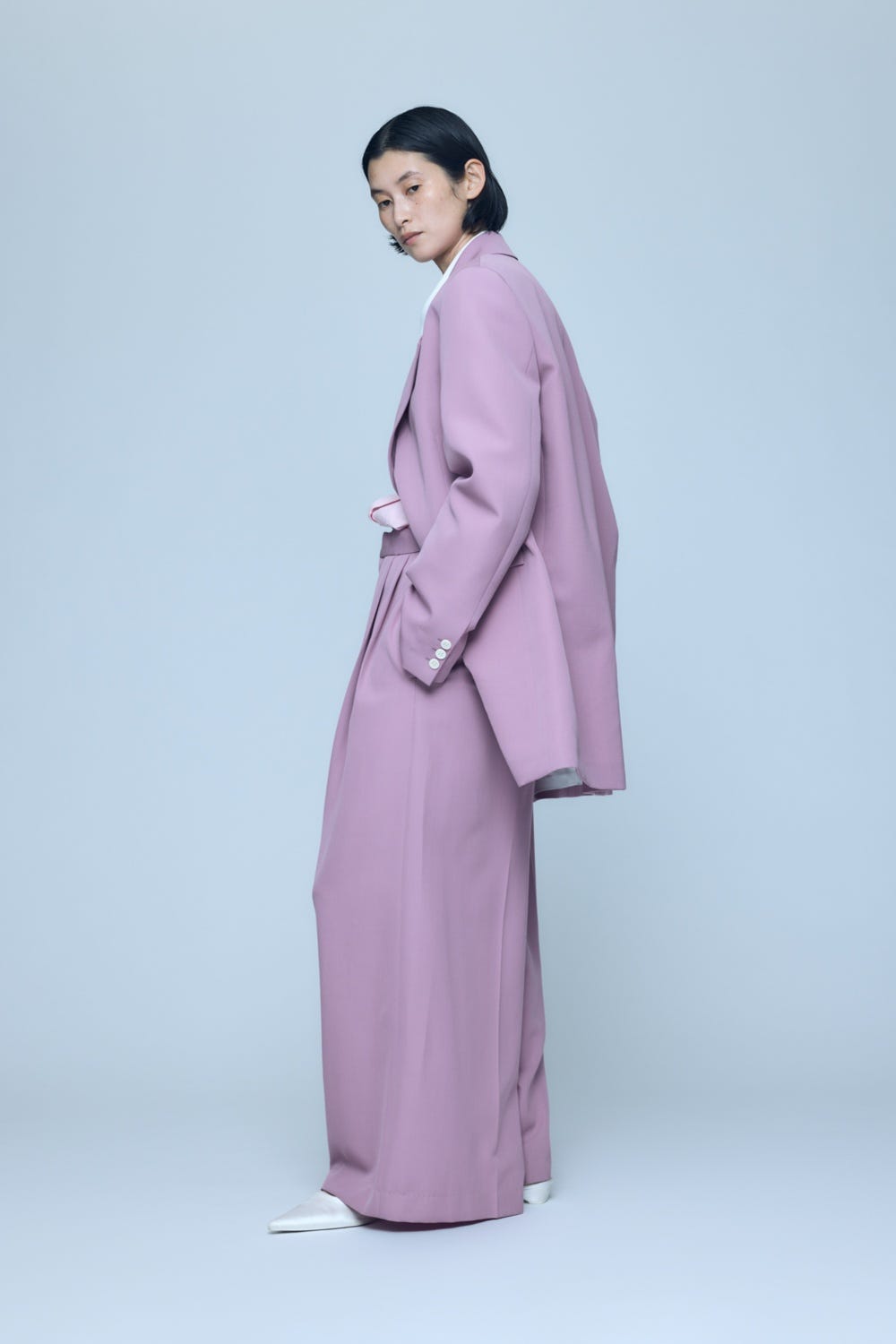 LOW-RISE WIDE TROUSERS D/PNK 38