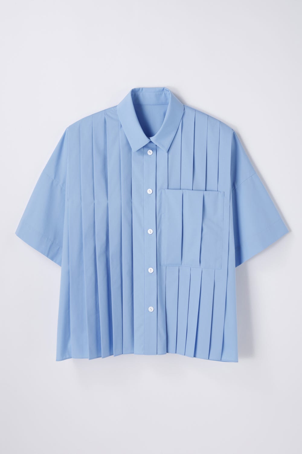 PLEATS WIDE BOX SHIRT L/BLU 38